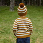 ALPINE POM POM BEANIE | Toffee Bold Stripe-Extra Img - 1