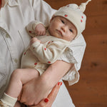 COTTON KNOTTED BEANIE | Raspberry Print-Extra Img - 1